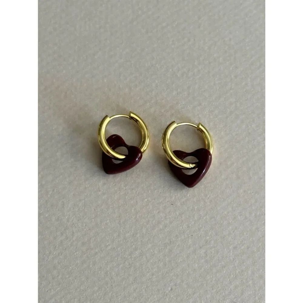 Heart hoop earrings #2671